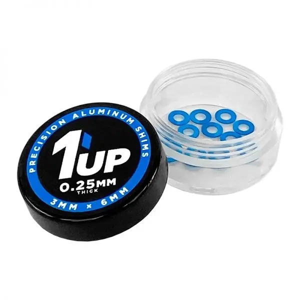 1Up Racing - 3X6x0.25Mm Precision Aluminum Shims, 1Up Blue, (12 Pcs) 1