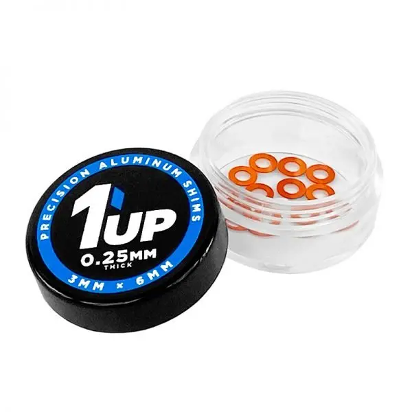 1Up Racing - 3X6x0.25Mm Precision Aluminum Shims, Orange, (12 Pcs) 1