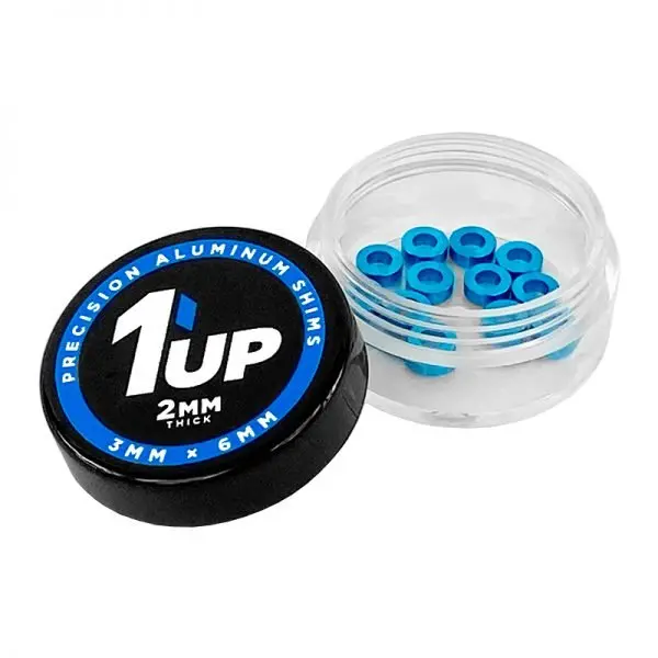 1Up Racing - 3X6x2mm Precision Aluminum Shims, 1Up Blue, (12 Pcs) 1