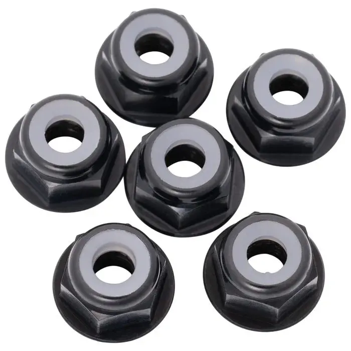 1Up Racing - 7075 Aluminum Flanged Locknuts M3, Black, 6Pcs 1