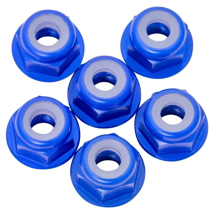 1Up Racing - 7075 Aluminum Flanged Locknuts M3, Daark Blue, 6Pcs 1