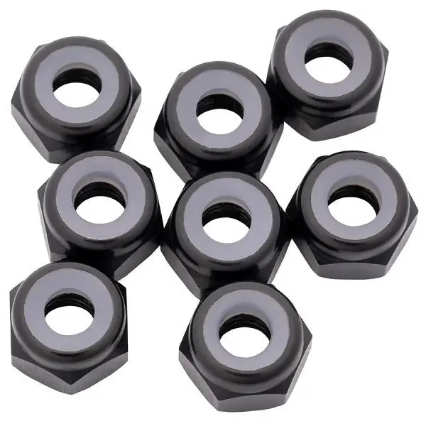 1Up Racing - 7075 Aluminum Locknuts, M3, Black, 8Pcs 1