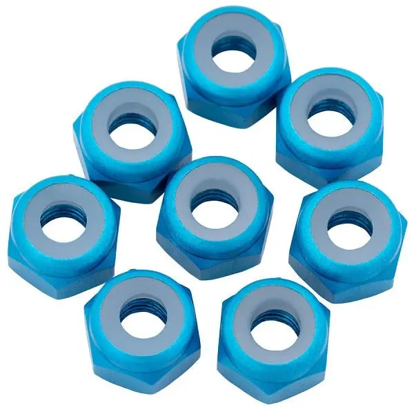 1Up Racing - 7075 Aluminum Locknuts, M3, Bright Blue, 8Pcs 1