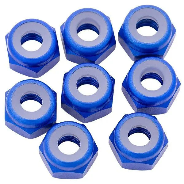 1Up Racing - 7075 Aluminum Locknuts, M3, Dark Blue, 8Pcs 1