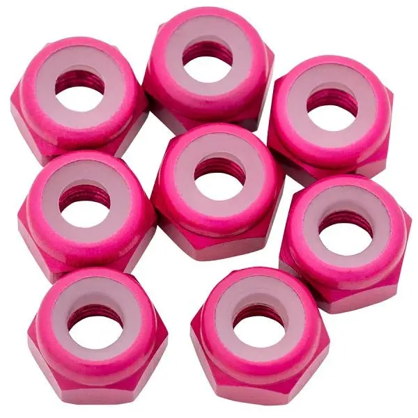 1Up Racing - 7075 Aluminum Locknuts, M3, Hot Pink, 8Pcs 1
