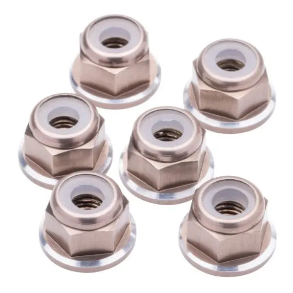 1Up Racing - 7075 Aluminum M3 Flanged Locknuts - Gunmetal Shine - 6Pcs 1