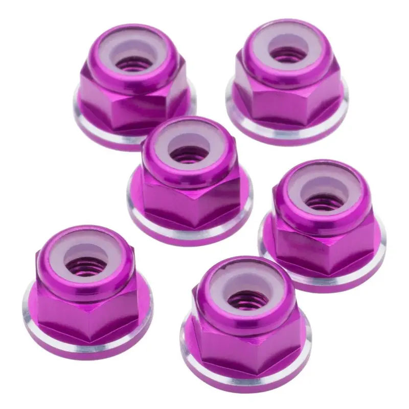 1Up Racing - 7075 Aluminum M3 Flanged Locknuts - Purple Shine - 6Pcs 1