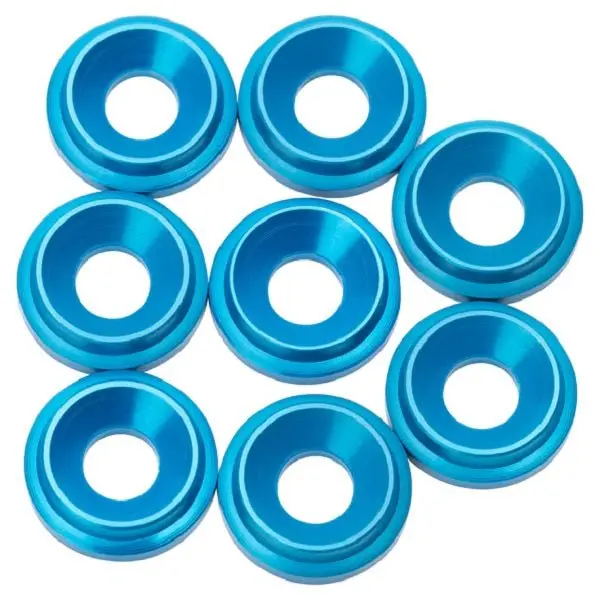1Up Racing - 7075 Lowpro Countersunk Washers, M3, Bright Blue, 8Pcs 1