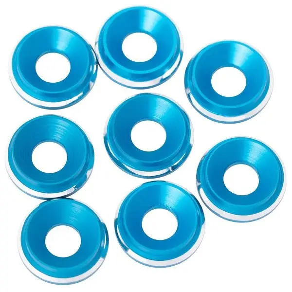 1Up Racing - 7075 Lowpro Countersunk Washers, M3, Bright Blue Shine, 8Pcs 1