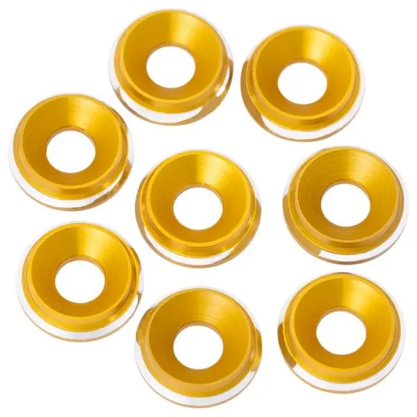 1Up Racing - 7075 Lowpro Countersunk Washers, M3, Gold Shine, 8Pcs 1