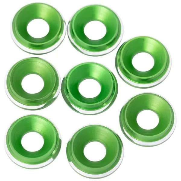 1Up Racing - 7075 Lowpro Countersunk Washers, M3, Green Shine, 8Pcs 1