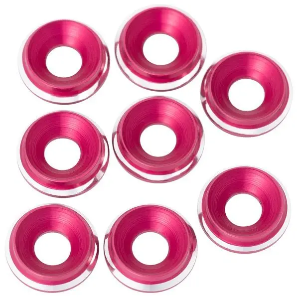 1Up Racing - 7075 Lowpro Countersunk Washers, M3, Hot Pink Shine, 8Pcs 1