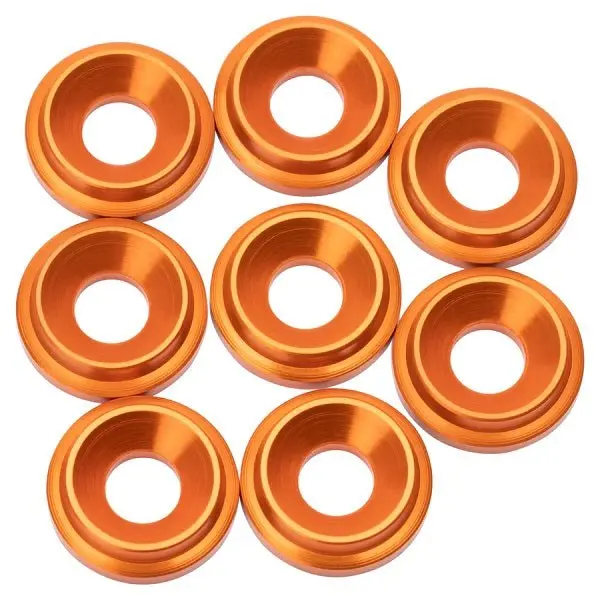 1Up Racing - 7075 Lowpro Countersunk Washers, M3, Orange, 8Pcs 1