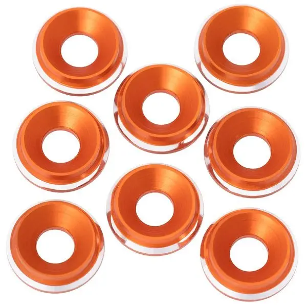 1Up Racing - 7075 Lowpro Countersunk Washers, M3, Orange Shine, 8Pc 1