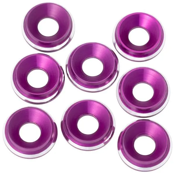 1Up Racing - 7075 Lowpro Countersunk Washers, M3, Purple Shine, 8Pc 1