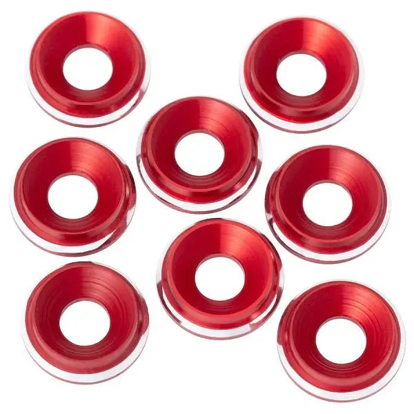 1Up Racing - 7075 Lowpro Countersunk Washers, M3, Red Shine, 8Pcs 1