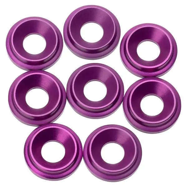 1Up Racing - 7075 Lowpro Countersunk Washers, Purple, M3, 8Pcs 1