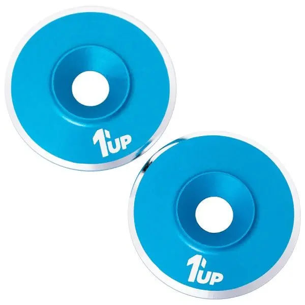 1Up Racing - 7075 Lowpro Wing Washers, M3, Bright Blue Shine, 2Pcs 1
