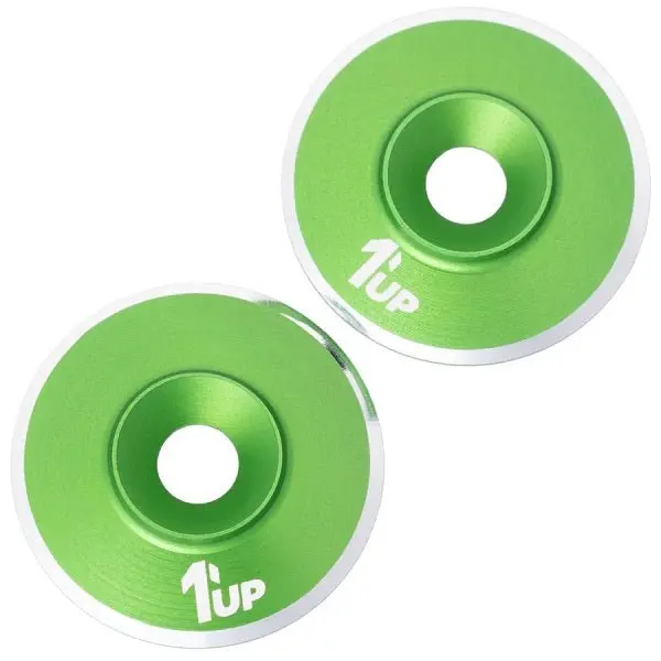 1Up Racing - 7075 Lowpro Wing Washers, M3, Green Shine, 2Pcs 1