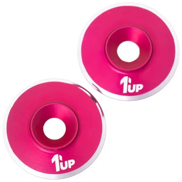 1Up Racing - 7075 Lowpro Wing Washers, M3, Hot Pink Shine, 2Pcs 1