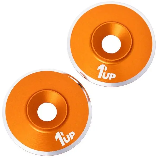 1Up Racing - 7075 Lowpro Wing Washers, M3, Orange Shine, 2Pcs 1
