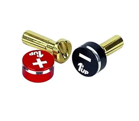 1Up Racing - Lowpro Bullet Plugs & Grips - 4Mm - Black/Red 1