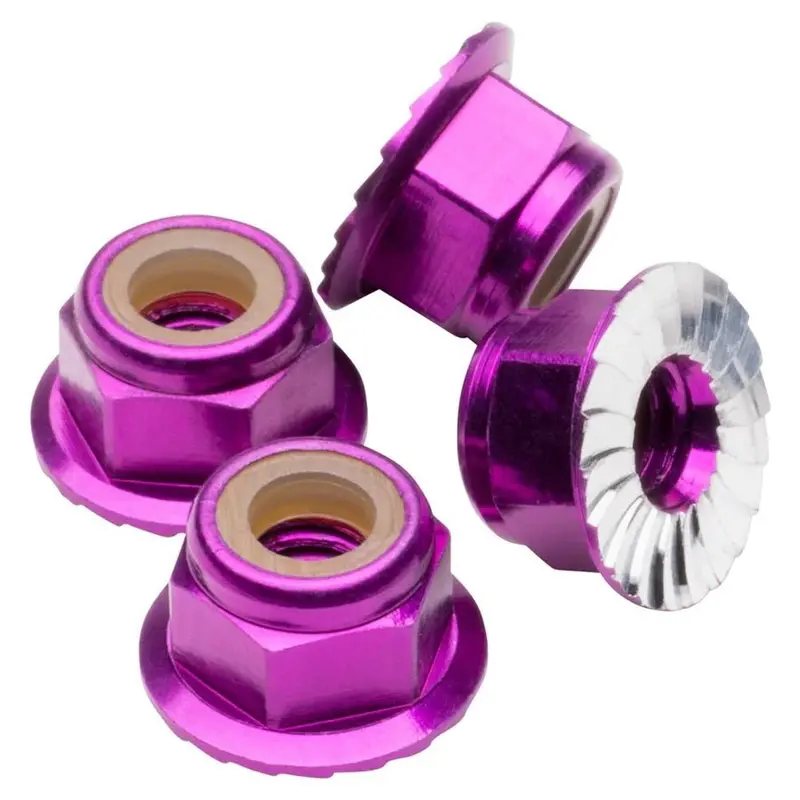 1Up Racing - M4 Flanged And Serrated Aluminum Locknuts, Purple, 4Pcs 1
