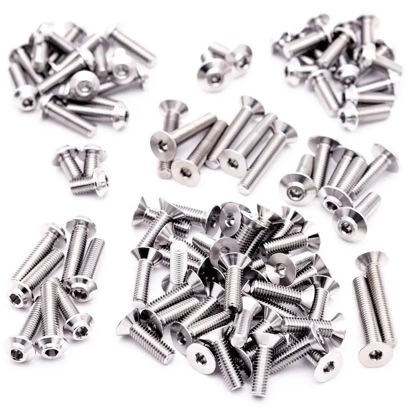 1Up Racing - Pro Duty Titanium Complete Screw Set, Ae Dc10, Raw Titanium 1