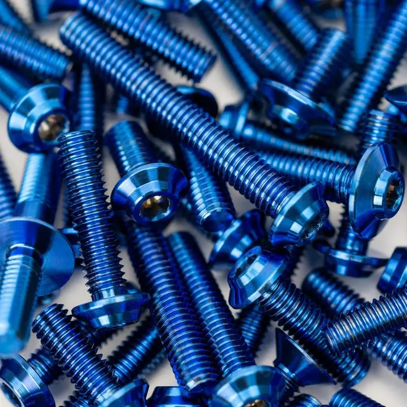 1Up Racing - Pro Duty Titanium Upper Screw Set, Tamiya Trf 421, Blue Anodized 1