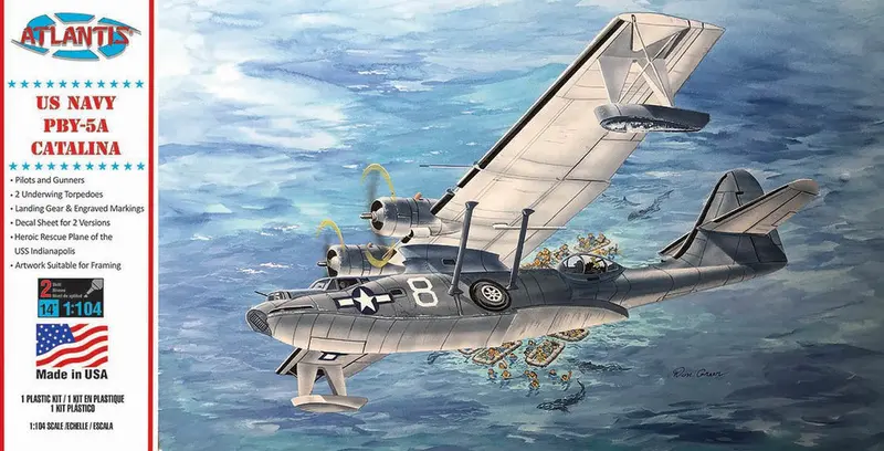 Atlantis Models - 1/104 Pby-5A Us Navy Catalina Seaplane Us Navy Plastic Model Airplane Kit, Skill Level 2 1