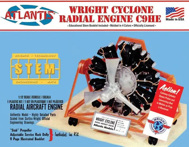 Atlantis Models - 1/12 Wright Cyclone 9 Radial Engine Stem Plastic Model Kit 1
