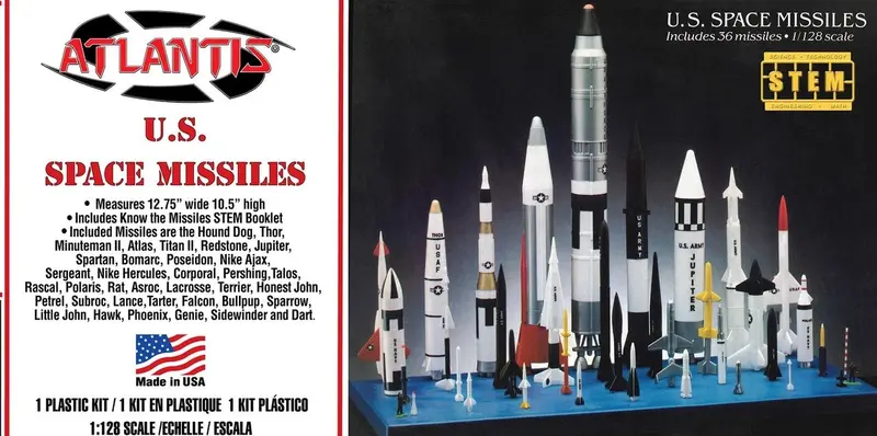 Atlantis Models - 1/128 Scale U.S. Space Missiles Plastic Model Kit (36 Missiles) 1
