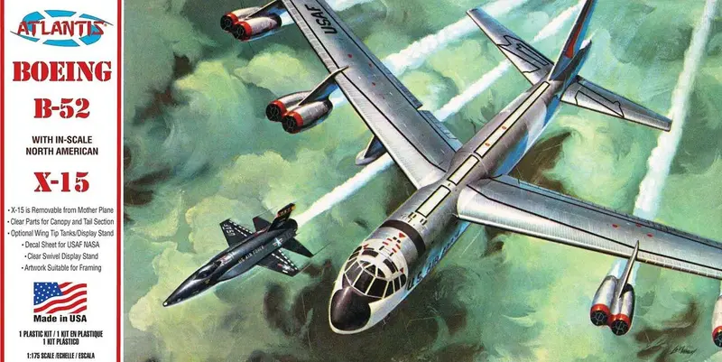 Atlantis Models - 1/175 Boeing B-52 And X-15 Plastic Model Airplane Kit With Swivel Stand, Skill Level 2 1