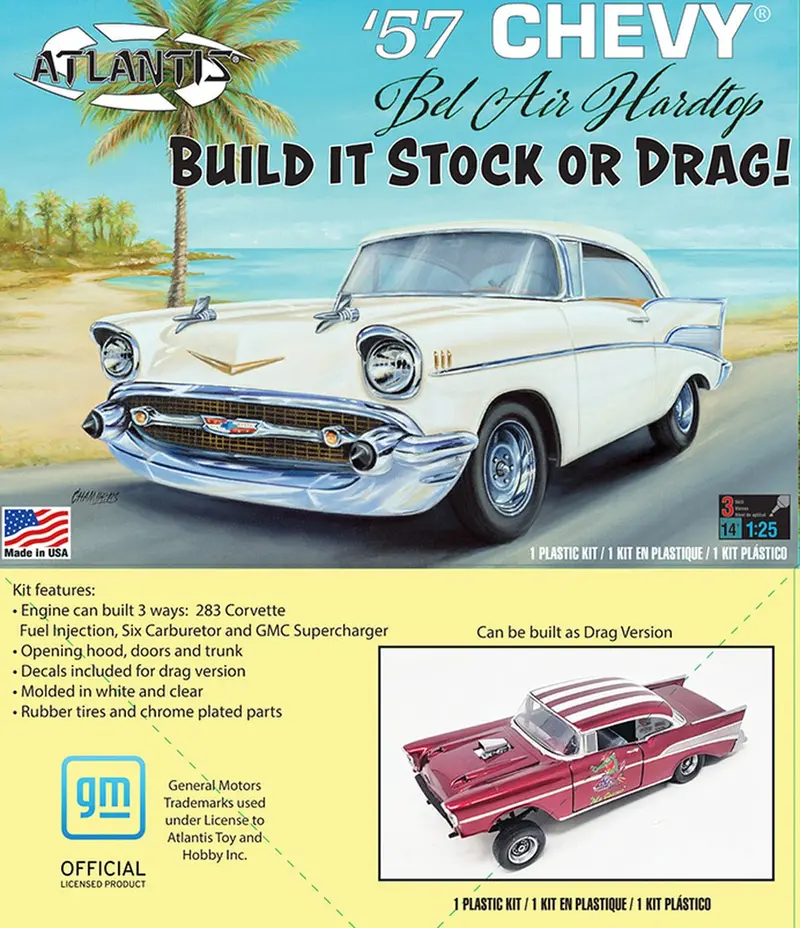 Atlantis Models - 1/25 1957 Chevy Bel Air Stock / Drag Plastic Model Kit 1