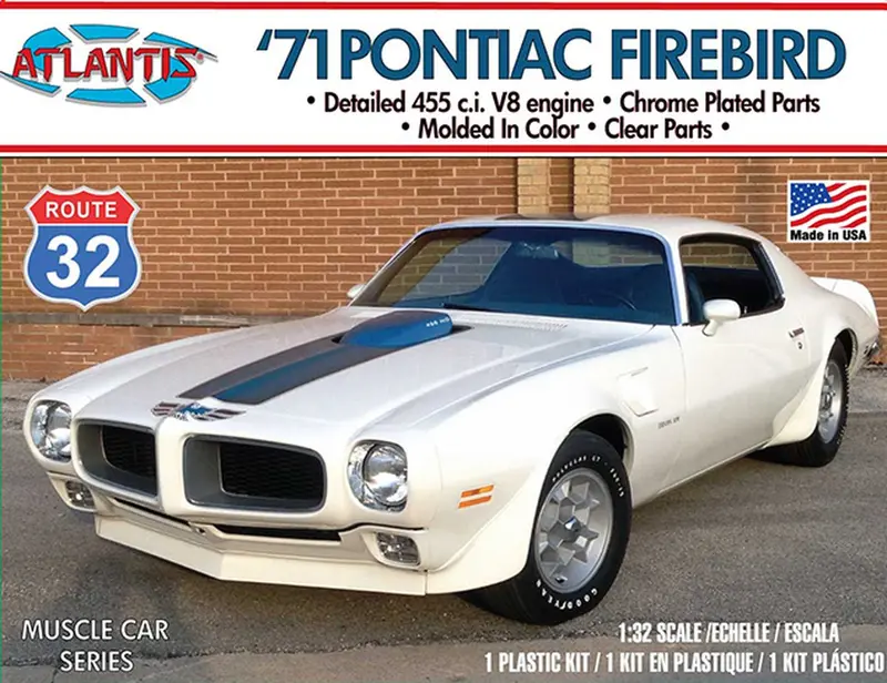 Atlantis Models - 1/32 1971 Pontiac Firebird Route 32 Plastic Model Kit, Skill Level 2 1