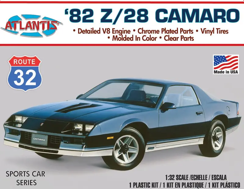 Atlantis Models - 1/32 1982 Chevy Camaro Route 32 Plastic Model Kit, Skill Level 2 1
