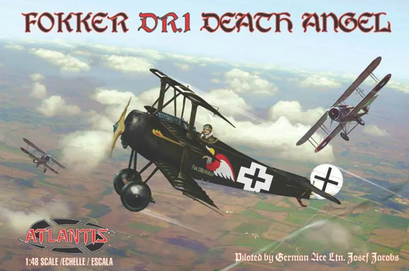 Atlantis Models - 1/48 Fokker Dr1 Death Angel Plastic Model, W/ Trading Card 1