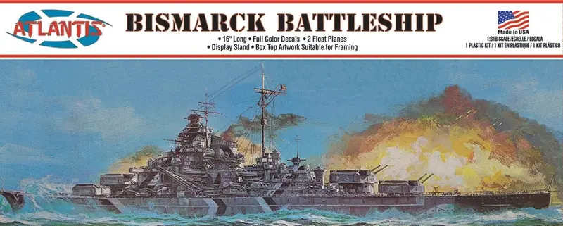 Atlantis Models - 1/618 Bismarck German Battleship 16" Plastic Model Kit 1