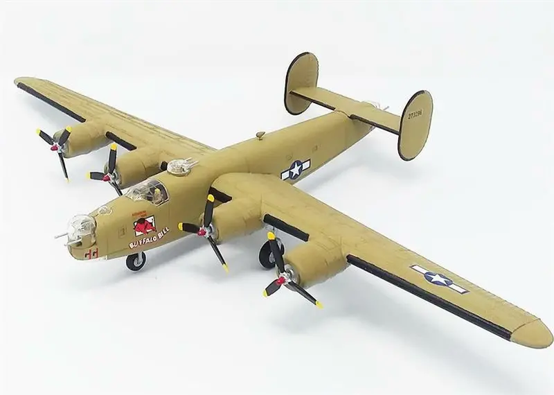 Atlantis Models - 1/92 B-24J Bomber Buffalo Bill Plastic Model Airplane Kit With Swivel Stand, Skill Level 2 1