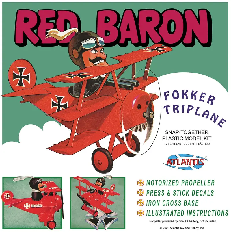 Atlantis Models - Red Baron Fokker Tri Plane Snap Plastic Model Kit, Skill Level 1 1
