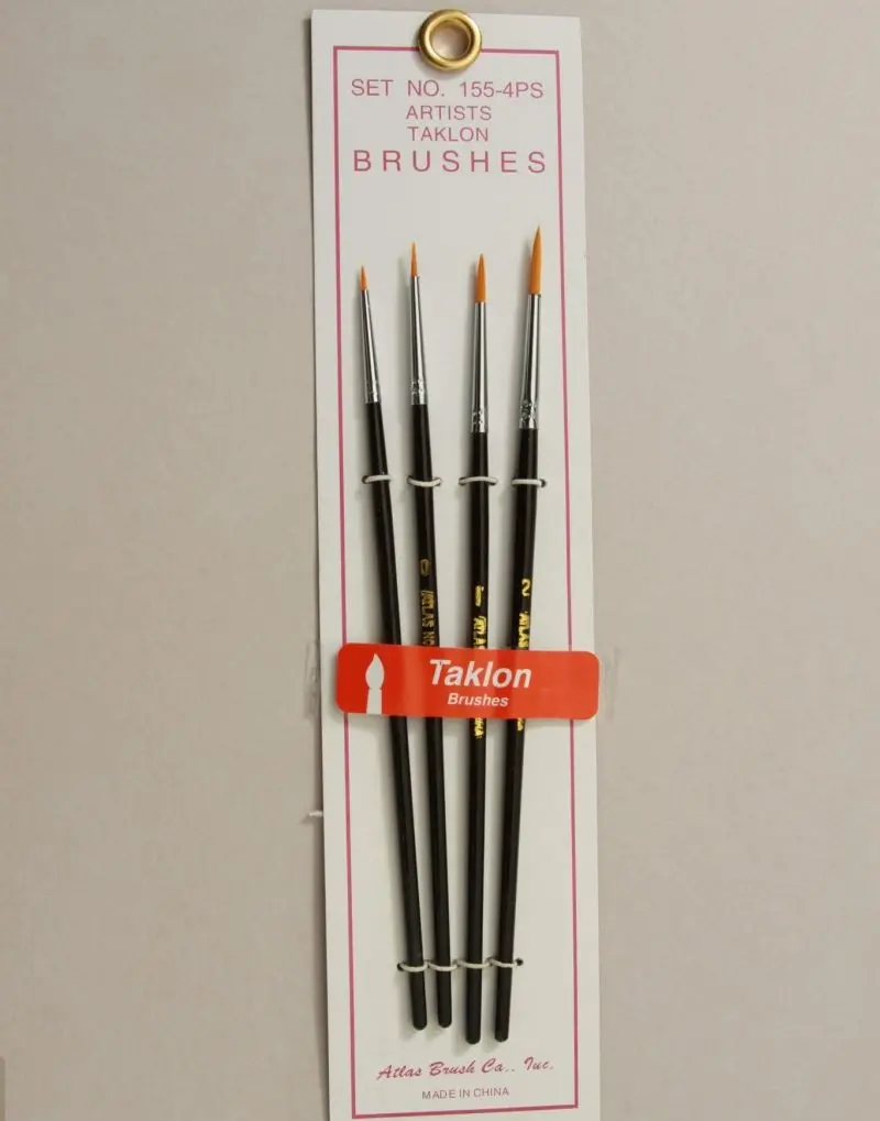 Atlas Brushes - Golden Taklon Brush Set, In 4 Sizes 1