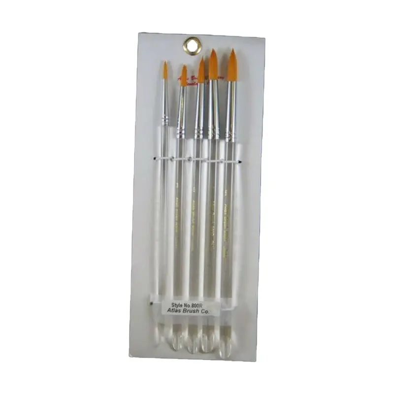 Atlas Brushes - Golden Taklon Brush Set In 5 Sizes 9, 7, 5, 3, 1 1