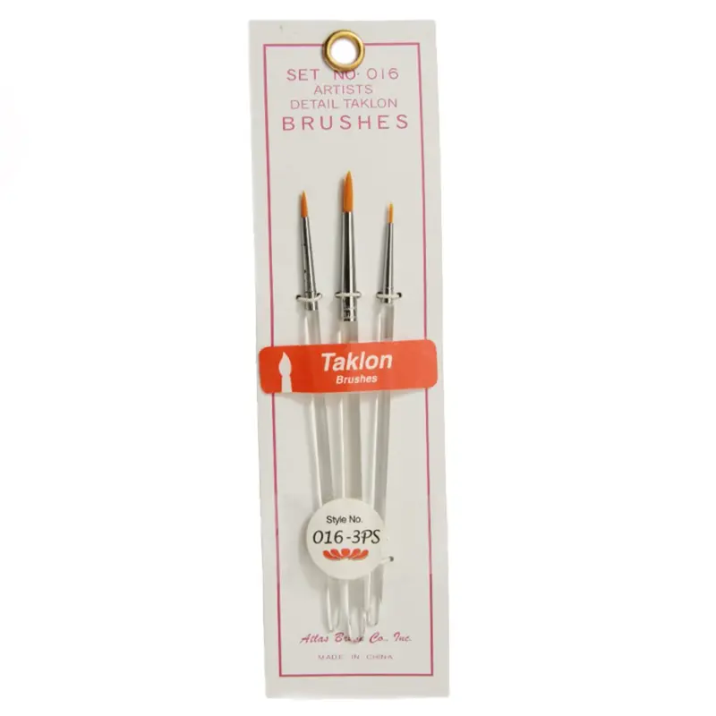 Atlas Brushes - Golden Taklon Brush Sets, Size 2, 0, 5/0 1