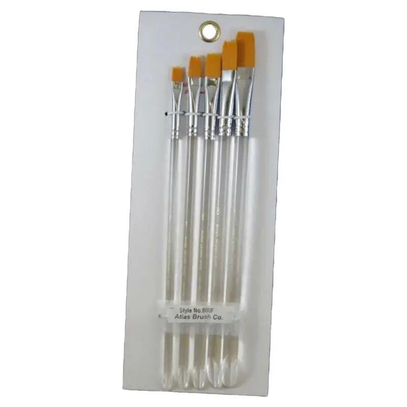 Atlas Brushes - Golden Taklon Brushes In 5 Sizes, 10, 8, 6, 4, 2, 1