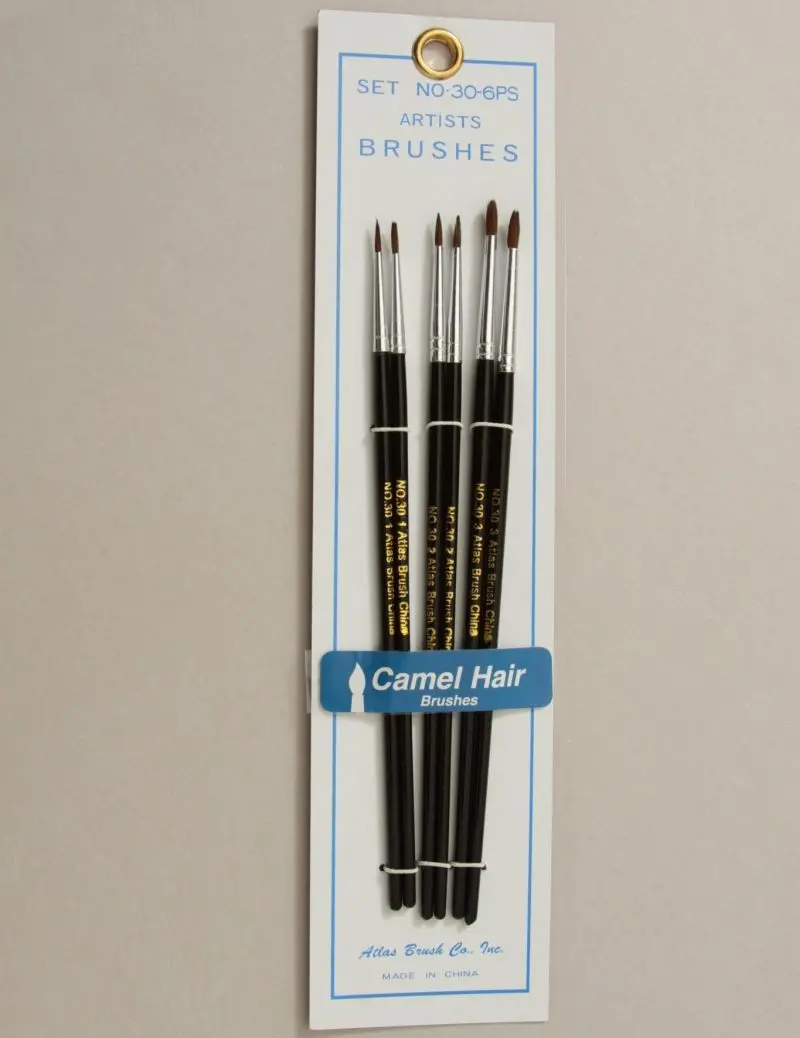 Atlas Brushes - Red Sable Brush Set, 6Pcs, Sizes 1, 2, 3 1