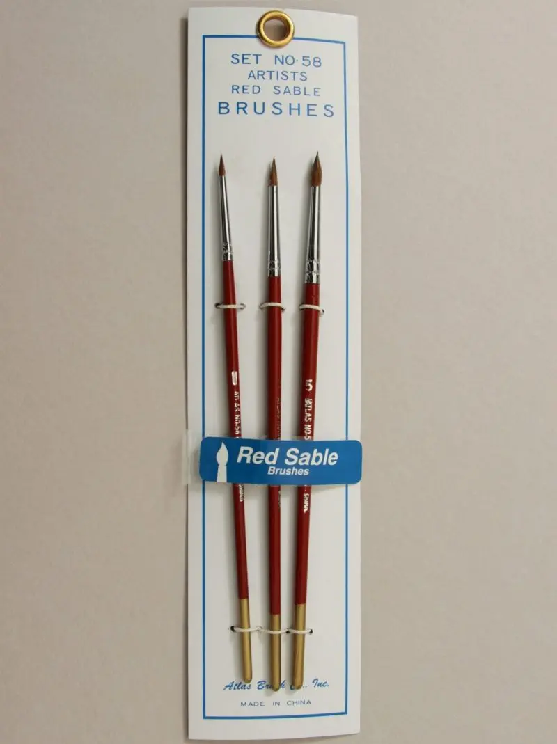 Atlas Brushes - Red Sable Brush Set In 3 Sizes 5, 3, 1 1