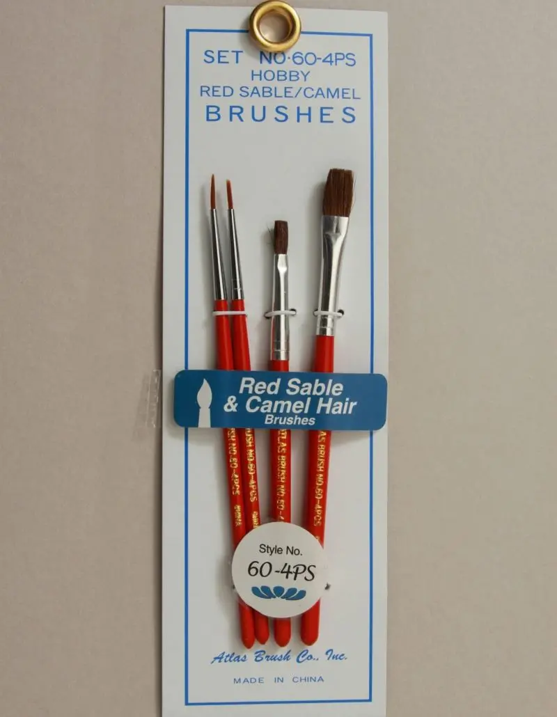 Atlas Brushes - Red Sable & Camel Hair Brushes In 4 Sizes, 2 Flay, 2 Round 1