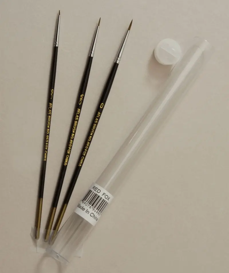 Atlas Brushes - Red Sable Detail Brush Set, 3 Sizes 1