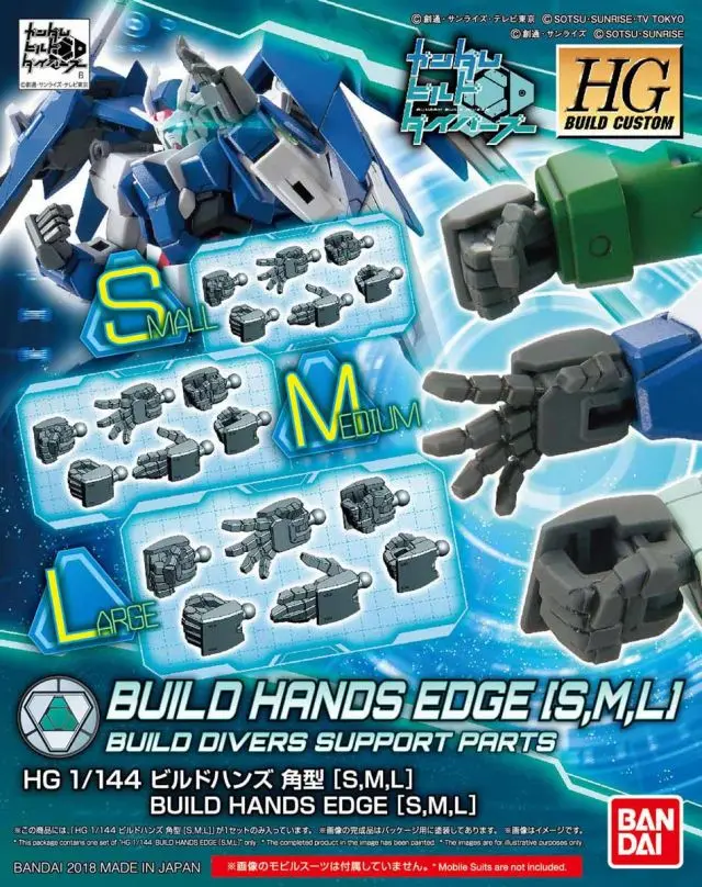 Bandai - #43 Build Hands (Square) L,M,S Hgbc 1/144 Model Kit, From "Gundam Build Divers" 2