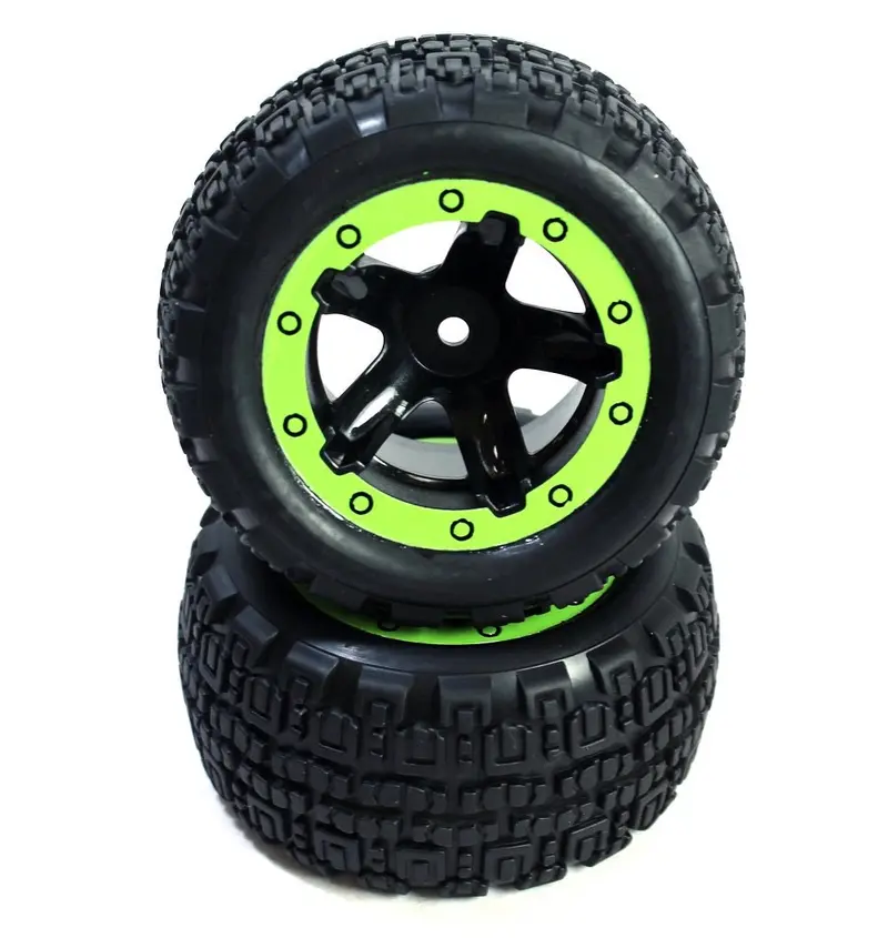 Blackzon - Slyder St Wheels/Tires Assembled (Black/Green) 1